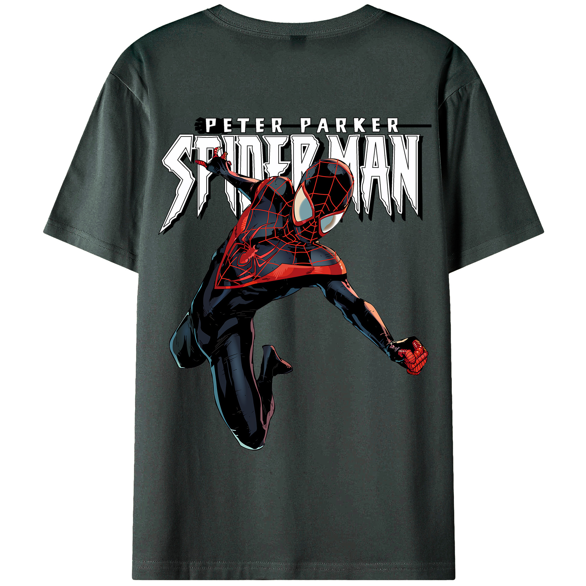 （画像用） Spider Man スパイダーマン 綿100％ メンズ半袖Tシャツ（バックプリント） 通気性